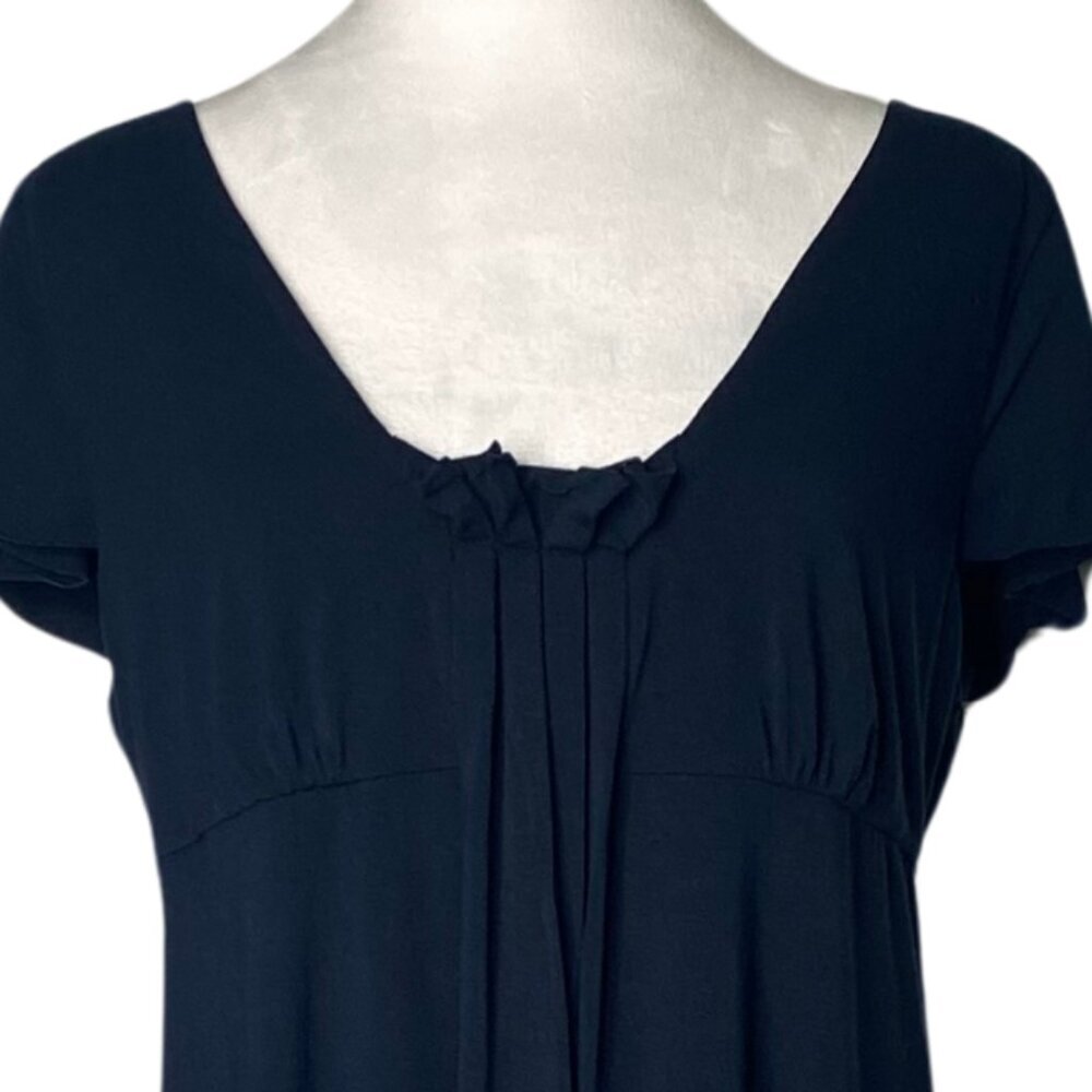 J. Crew Navy, Short Sleeve, Pleated, Midi Dress, Size Large - Picture 2 of 10